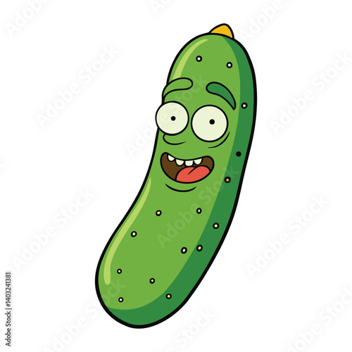 A quirky sliced-head pickle with exaggerated features, oozing juicy brine and bold attitude—perfect for fun, edgy food art or offbeat character designs.