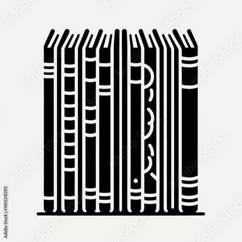 very simple flat and single minimalist Notebook Spine Silhouettes in black on a white background