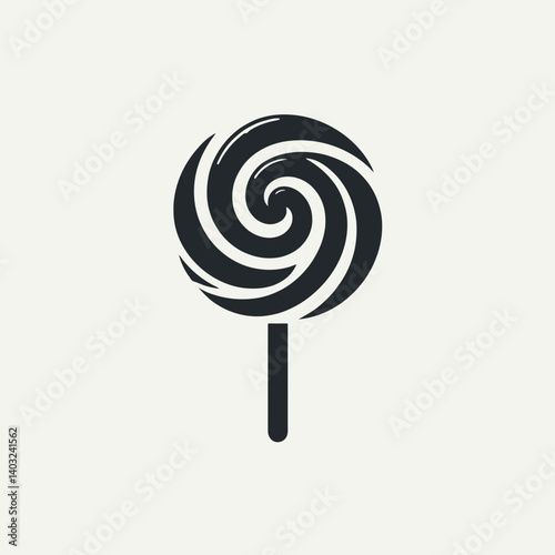 very simple flat and single minimalist Lollipop Twist Silhouettes in black on a white background 