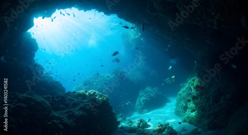 Majestic Underwater Cave Opening