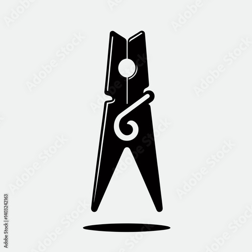 very simple flat and single minimalist Laundry Peg Silhouettes in black on a white background 