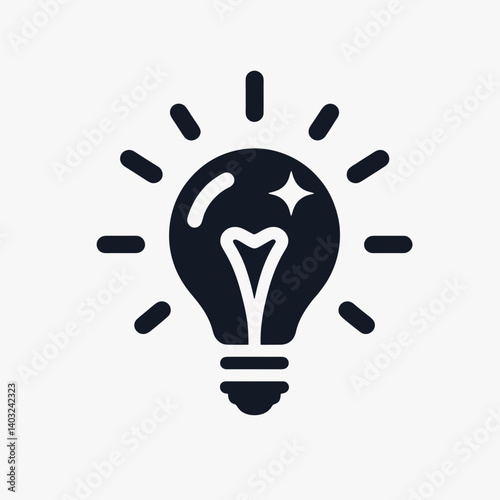very simple flat and single minimalist Lightbulb End Silhouettes in black on a white background 