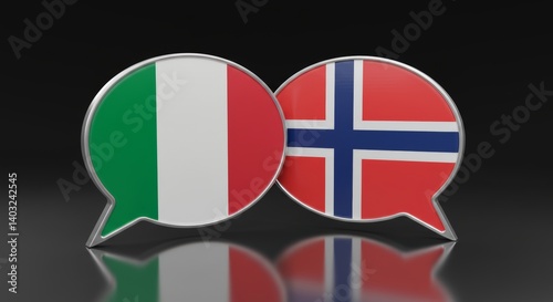 Italian and Norwegian flags displayed in overlapping 3D rendered speech bubbles Free Download Italian and Norwegian flags displayed in overlapping 3D rendered speech bubbles - GFXLoad