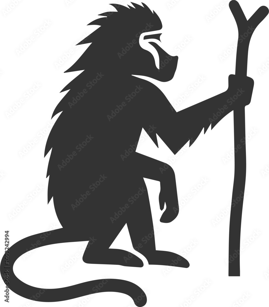 Fototapeta premium Vector animal baboon silhouette