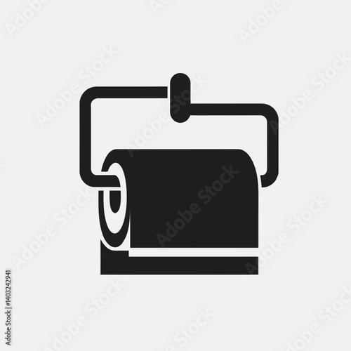 very simple flat and single minimalist Paper Towel Holder Silhouettes in black on a white background 
