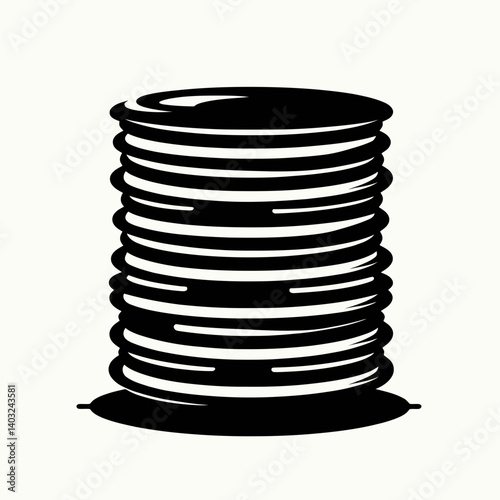 very simple flat and single minimalist Pancake Stack Silhouettes in black on a white background 