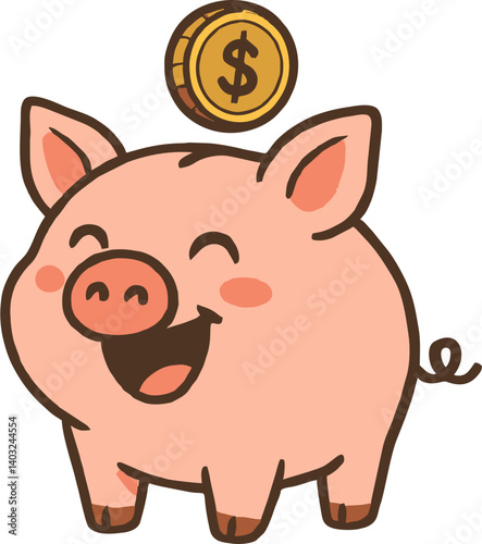 Simple piggy bank logo with a friendly pig icon and coin dropping in, perfect for financial businesses or savings campaigns