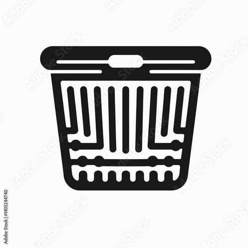 very simple flat and single minimalist Laundry Basket Edge Silhouettes in black on a white background 