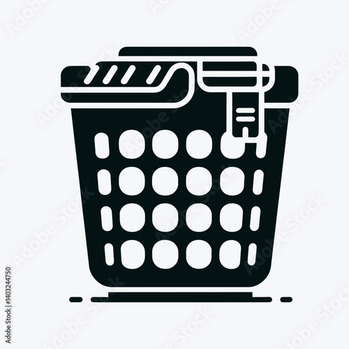 very simple flat and single minimalist Laundry Hamper Silhouettes in black on a white background 