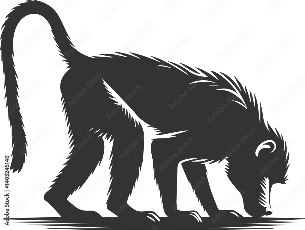 Obraz premium Vector animal baboon silhouette