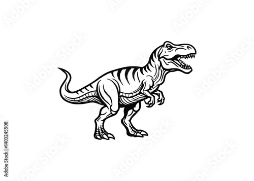Silhouette of tyrannosaurus rex isolated on a white background