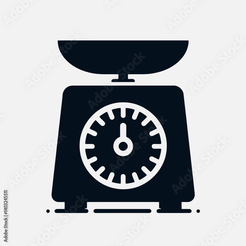 very simple flat and single minimalist Kitchen Scale Silhouettes in black on a white background
