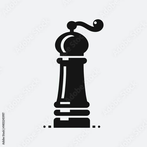very simple flat and single minimalist Pepper Mill Silhouettes in black on a white background 