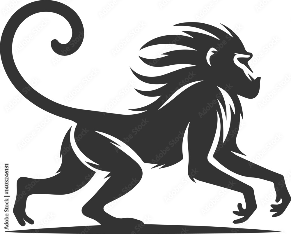 Obraz premium Vector animal baboon silhouette
