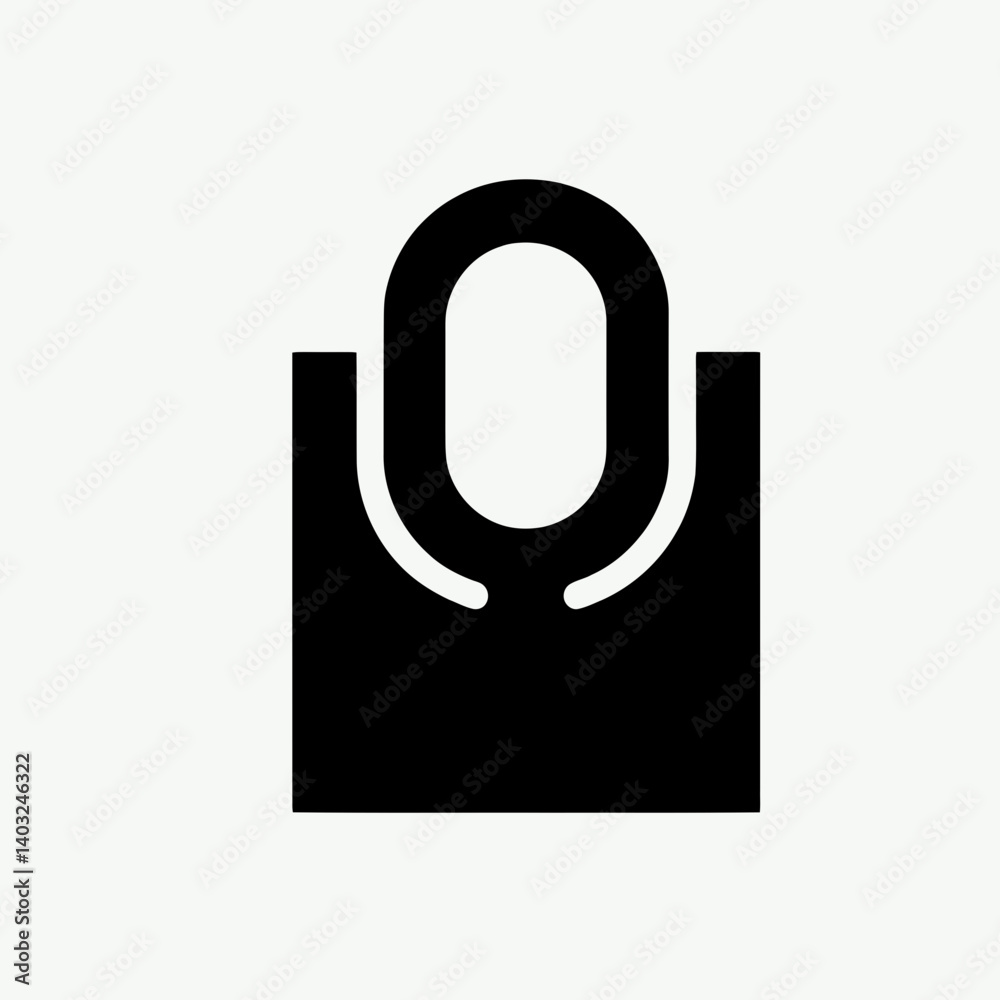 very simple flat and single minimalist Paper Bag Handle Silhouettes in black on a white background very simple flat and single minimalist Paper Bag Handle Silhouettes in black on a white background