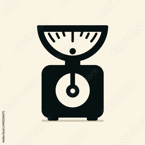 very simple flat and single minimalist Kitchen Scale Silhouettes in black on a white background 