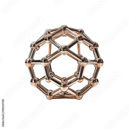 Rose Gold Buckminsterfullerene Molecular Structure Model photo