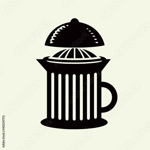 very simple flat and single minimalist Lemon Squeezer Silhouettes in black on a white background 