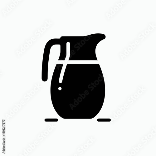 very simple flat and single minimalist Milk Jug Silhouettes in black on a white background