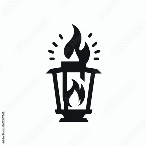 very simple flat and single minimalist Lantern Flame Silhouettes in black on a white background 