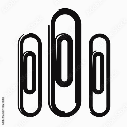 very simple flat and single minimalist Paperclip Edge Silhouettes in black on a white background 