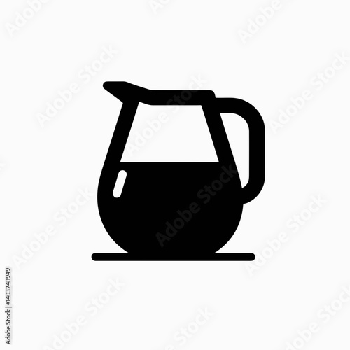 very simple flat and single minimalist Milk Jug Silhouettes in black on a white background 