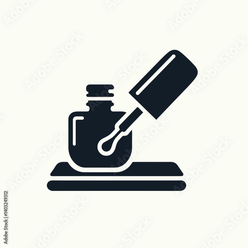 very simple flat and single minimalist Nail Polisher Silhouettes in black on a white background 