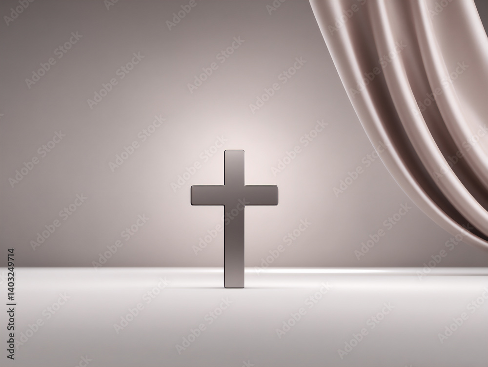 Fototapeta premium cross with light silk texture