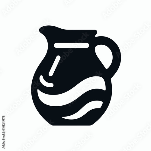 very simple flat and single minimalist Milk Jug Handle Silhouettes in black on a white background 