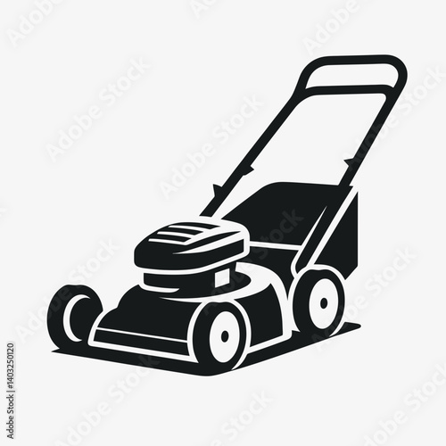 very simple flat and single minimalist Lawn Mower Handle Silhouettes in black on a white background 