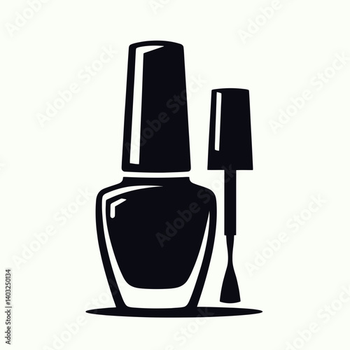 very simple flat and single minimalist Nail Polisher Silhouettes in black on a white background 