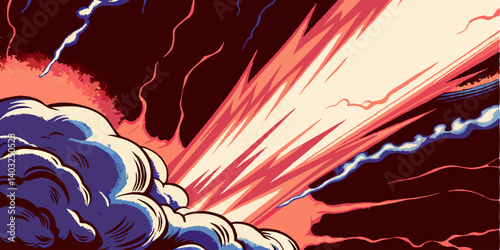 Atomic Explosion Comic Book Style Illustration