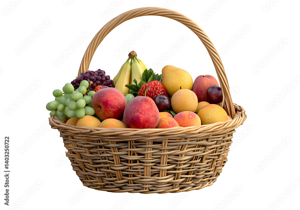 Fruit basket isolated on a transparent background, PNG Fruit basket isolated on a transparent background, PNG