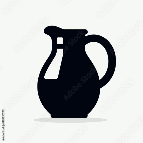 very simple flat and single minimalist Milk Jug Handle Silhouettes in black on a white background 