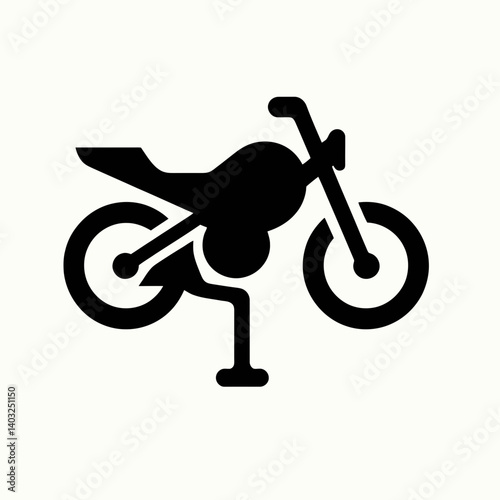 very simple flat and single minimalist Motorcycle Kickstand Silhouettes in black on a white background 