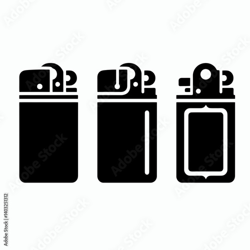 very simple flat and single minimalist Lighter Cap Silhouettes in black on a white background 
