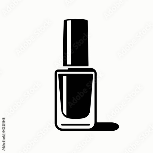 very simple flat and single minimalist Nail Polish Bottle Silhouettes in black on a white background 