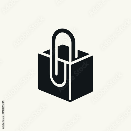 very simple flat and single minimalist Paperclip Box Silhouettes in black on a white background 