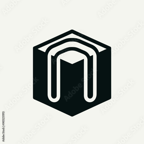 very simple flat and single minimalist Paperclip Box Silhouettes in black on a white background 