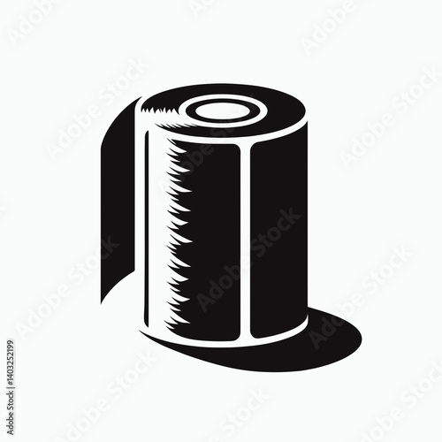 very simple flat and single minimalist Paper Towel Roll Silhouettes in black on a white background