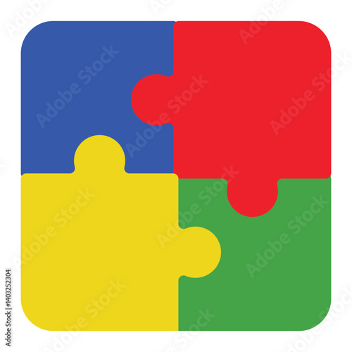 Bright Autism Puzzle Piece Vector Illustration for Awareness Crafts

