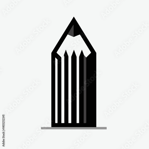 very simple flat and single minimalist Pencil Lead Silhouettes in black on a white background
