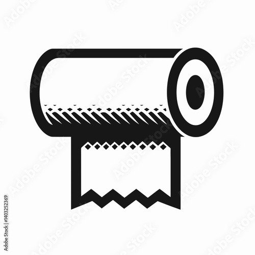 very simple flat and single minimalist Paper Towel Roll End Silhouettes in black on a white background