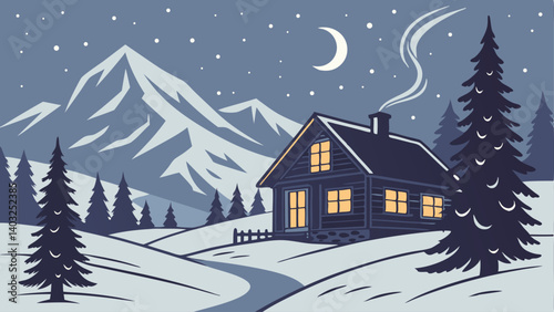 winter landscape with house