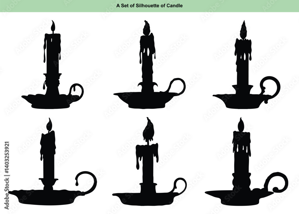 Obraz premium Graphic black Silhouette of Candle- vector illustration with white background