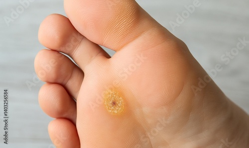 Fotografie Plantar warts or Verruca Plantaris On the soles of the feet