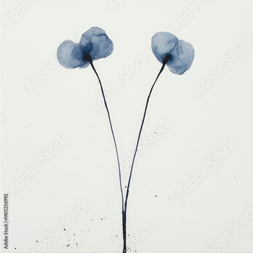 Obraz na płótnie Ornate black ink drawing of flowers over white canvas, inverted modern calligraphy style w salonie