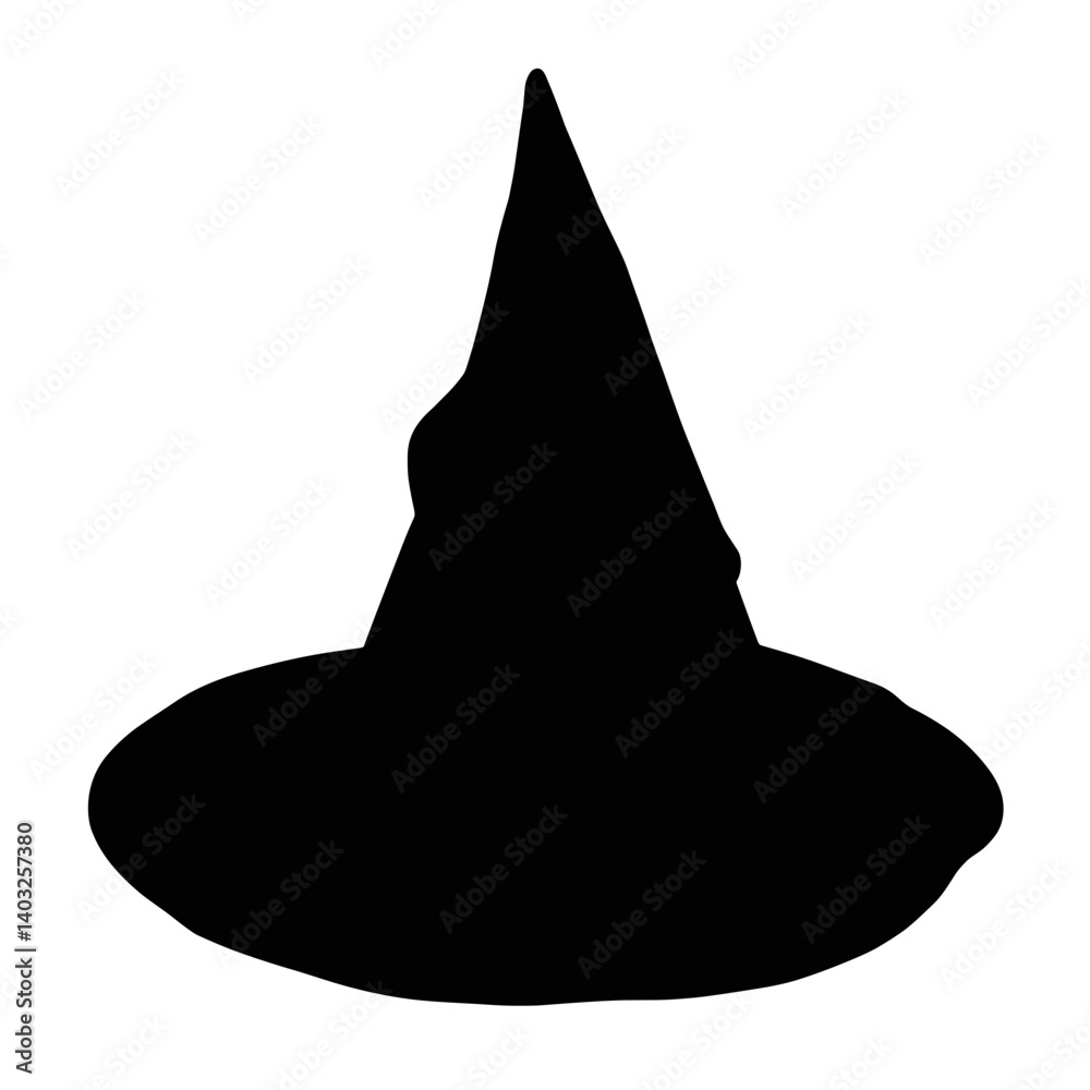 Fototapeta premium Witch Hat Silhouette in Black for Halloween Decoration 