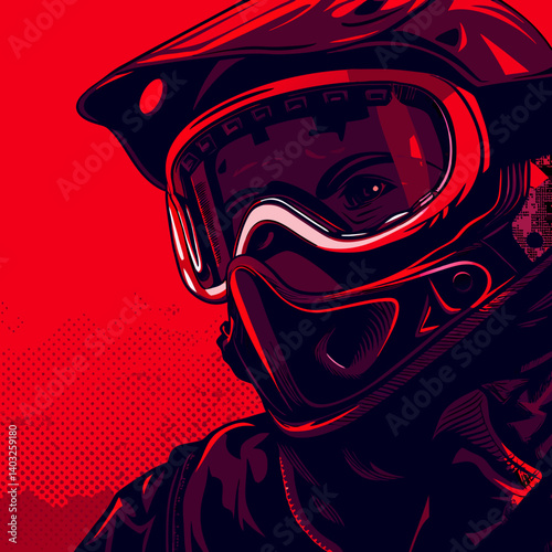 Motocross Rider Portrait, Goggles, Helmet