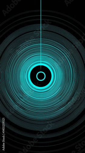 Abstract Cyan Concentric Rings: Minimalist Sound Wave Graphic